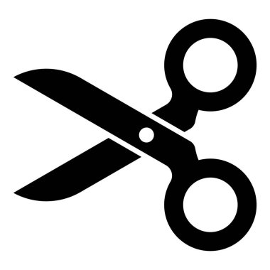 Makas simgesi. Makas silueti. Makas kesme ikonu. Kesme işareti. Vektör illüstrasyonu