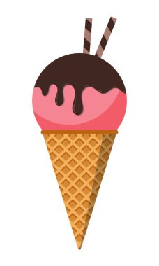 - Dondurma. Renkli dondurma külahı. Tatlı dondurma. Çizgi film tarzı. Vektör illüstrasyonu