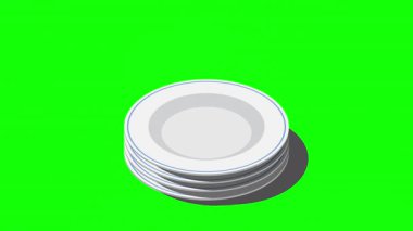Isometric plaka animasyonu. Boş tabaklar. Isome çatal bıçak takımı. Isome 'ın sofra takımı. 4K video eşölçülü olarak canlandırıldı