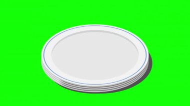 Isometric plaka animasyonu. Boş tabaklar. Isome çatal bıçak takımı. Isome 'ın sofra takımı. 4K video eşölçülü olarak canlandırıldı