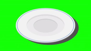 Isome plaka animasyonu. Boş tabak. Isome çatal bıçak takımı. Isome 'ın sofra takımı. 4K video eşölçülü olarak canlandırıldı