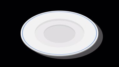 Isome plaka animasyonu. Boş tabak. Isome çatal bıçak takımı. Isome 'ın sofra takımı. Alfa kanalı ile şeffaf arkaplan