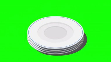 Isometric plaka animasyonu. Boş tabaklar. Isome çatal bıçak takımı. Isome 'ın sofra takımı. 4K video eşölçülü olarak canlandırıldı
