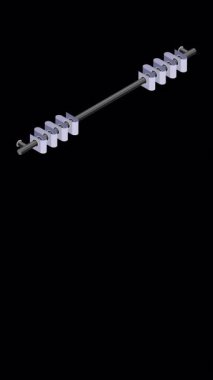 Isometric perde animasyonu. Yüzüklü Isome perdesi. Perde ve olta takımı. Ev içi aksesuar. İç mekan elementleri. Alfa kanalı ile şeffaf arkaplan