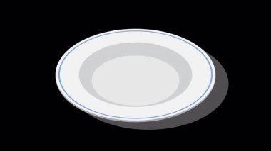 Isome plaka animasyonu. Boş tabak. Isome çatal bıçak takımı. Isome 'ın sofra takımı. Alfa kanalı ile şeffaf arkaplan