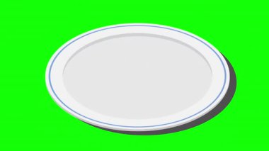 Isome plaka animasyonu. Boş tabak. Isome çatal bıçak takımı. Isome 'ın sofra takımı. 4K video eşölçülü olarak canlandırıldı