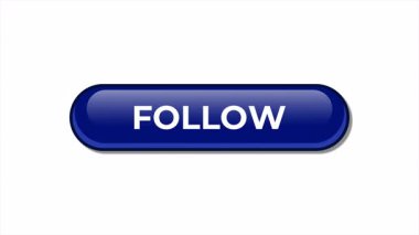 Tuş animasyonunu takip et. Mavi düğme ok imlecine tıklayarak. Fare imleç animasyonlu takip düğmesi. Simgeyi izle