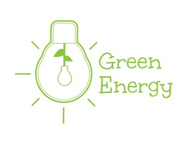 Yeşil enerji kelime ampul ile kombine