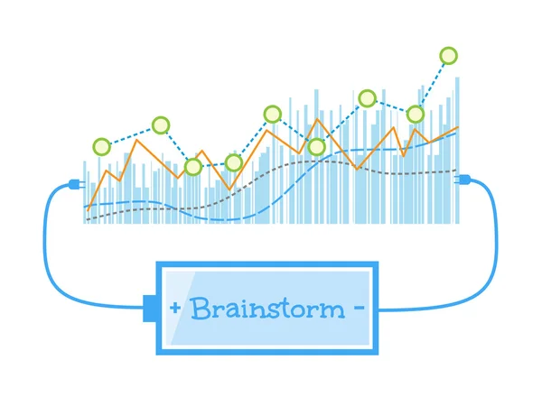 Brainstorming slovo nabíjecích baterií s vyrostou pozadí grafu Stock Vektory