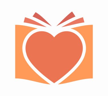 Vektör kalp ve kitap logo