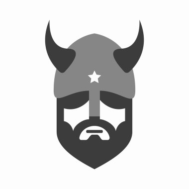Viking baş logo vektör tasarımı. Baş savaşçı sembolü veya simgesi