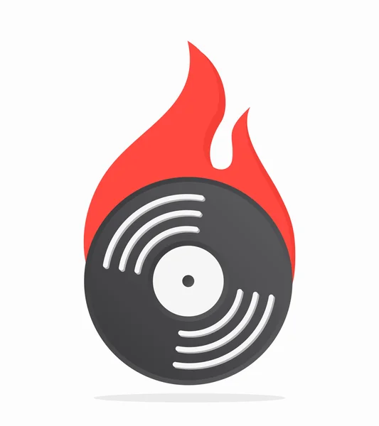 Vinyl tűz logó vektoros tervezés. — Stock Vector