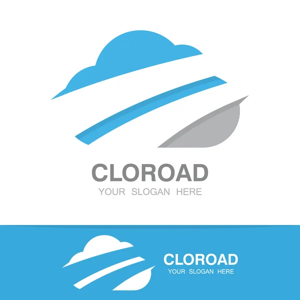 Vector logo combination of a cloud and road — Stock Vector