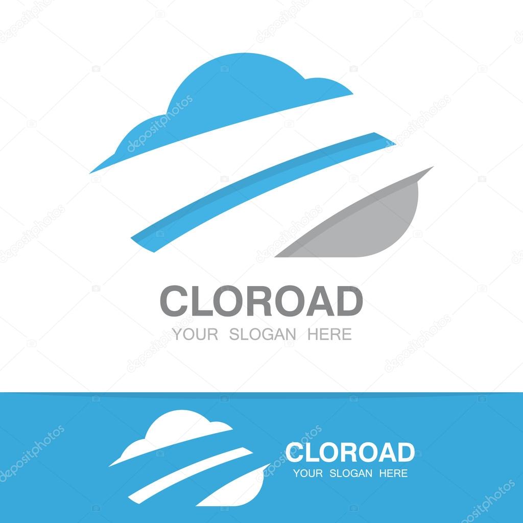 Vector logo combination of a cloud and road