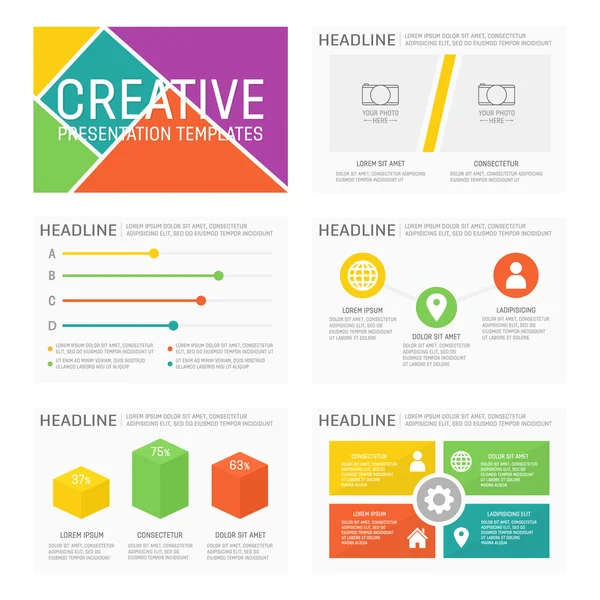 Modelo vetorial para slides de apresentação multiúso com gráficos e gráficos. Elementos infográficos, gráfico, gráfico, brochuras —  Vetores de Stock