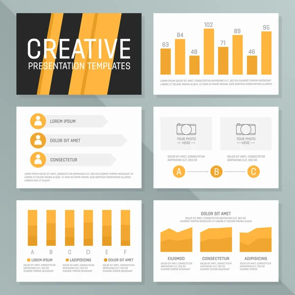 Vector business presentation template set. Graph and chart elements  template design — Stock Vector