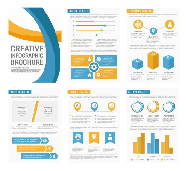 Plantilla vectorial para diapositivas de presentación polivalentes con gráficos y gráficos. Elementos infográficos, gráfico, gráfico, folletos — Vector de stock