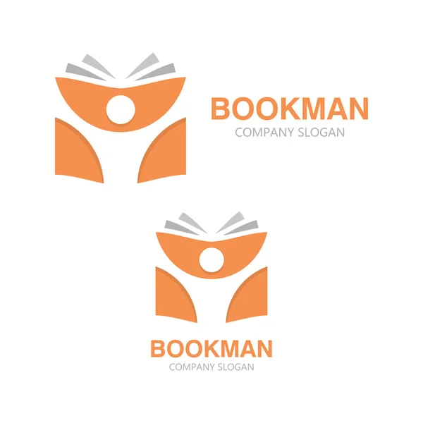 Vector livro aberto e logotipo do homem. Conceito de logotipo da educação —  Vetores de Stock