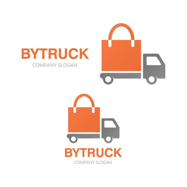 Vector camión y bolsa de compras logo concepto — Vector de stock