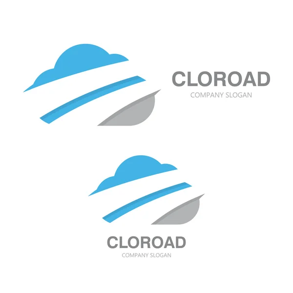 Combinazione di logo vettoriale di una nuvola e strada — Vettoriale Stock