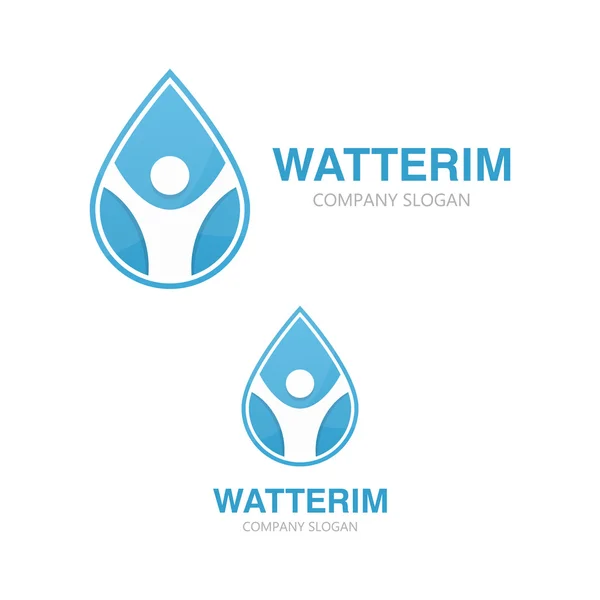 Wektor logo kombinacją kropli wody i człowiek — Wektor stockowy