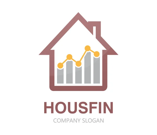 Combinação de logotipo vetorial de um gráfico e logotipo da casa — Vetor de Stock