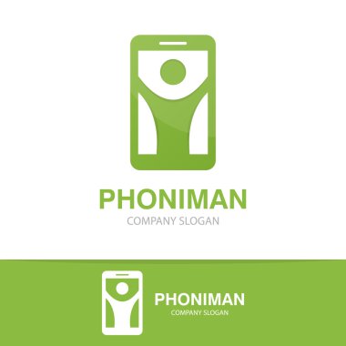 Vektör adam ve telefon logo kavramı