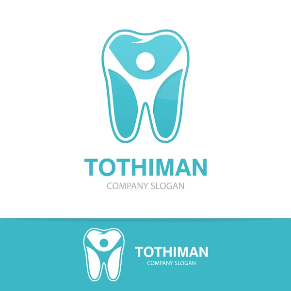 Συνδυασμός λογότυπο φορέα ένα δόντι και άνθρωπος — Διανυσματικό Αρχείο