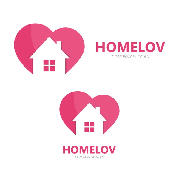 心と家のベクトルのロゴの組み合わせ — ストックベクタ