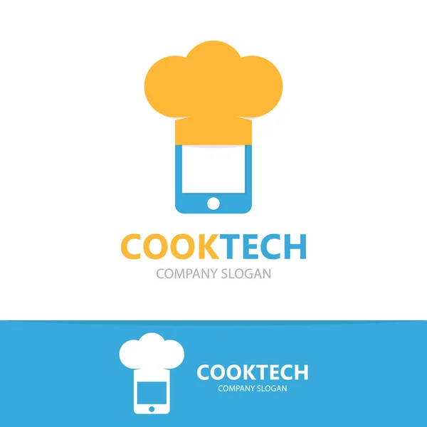 Vektor-Logo Kombination aus Telefon und Kochmütze — Stockvektor