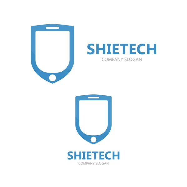 Combinazione di logo vettoriale di uno scudo e un telefono — Vettoriale Stock