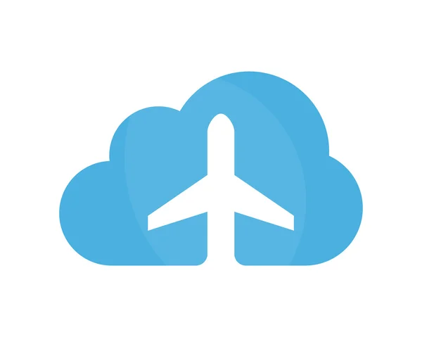 Modello di progettazione di aeroplani vettoriali e logo cloud. Logo dell'aeroporto. Logo di viaggio Sky. Logo dell'agenzia di viaggi. Modello logo vettoriale . — Vettoriale Stock