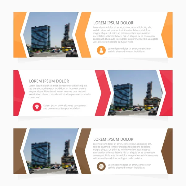İş Tasarım afiş şablon kümesi. Web afiş. Üstbilgi düzeni şablonu. Basit renkli yatay Banner
