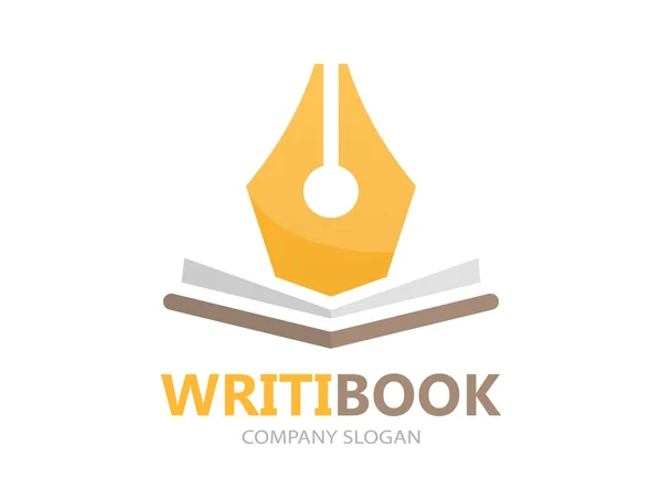 Vector pen en boek logo concept — Stockvector