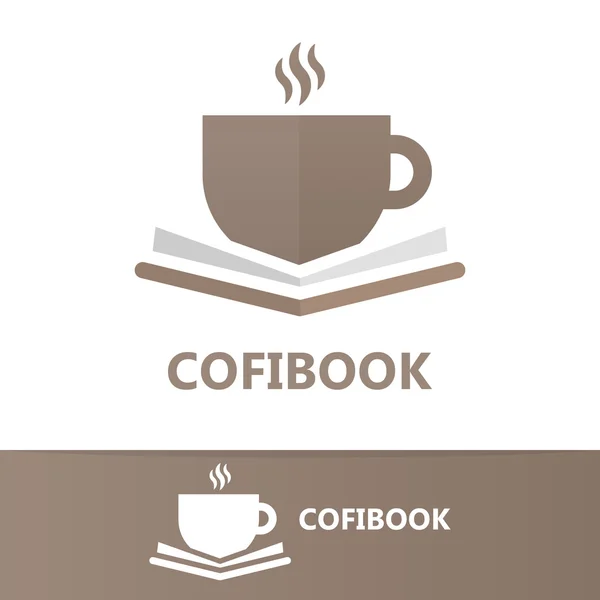 Vector book and a cup of coffee logo concept — Stock Vector