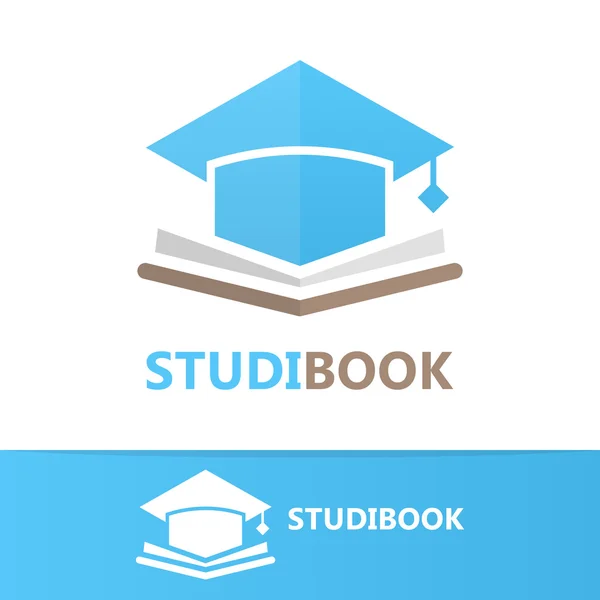 Libro vectorial y concepto del logotipo de la tapa del estudiante — Vector de stock