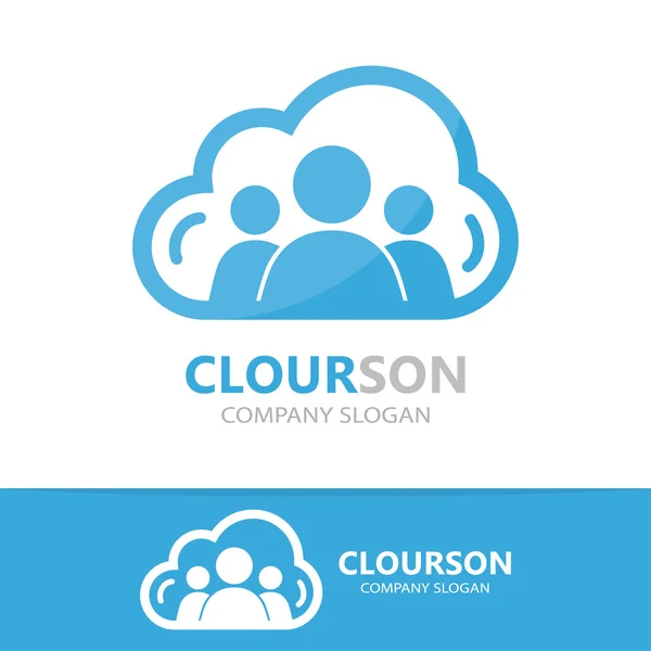 Combinația de logo-uri vectoriale între cloud și oameni — Vector de stoc