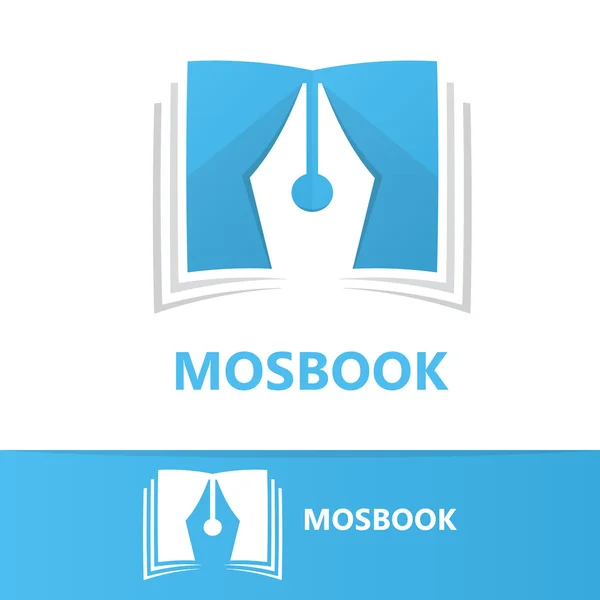 Συνδυασμός λογότυπο φορέα ένα βιβλίο και στυλό — Διανυσματικό Αρχείο