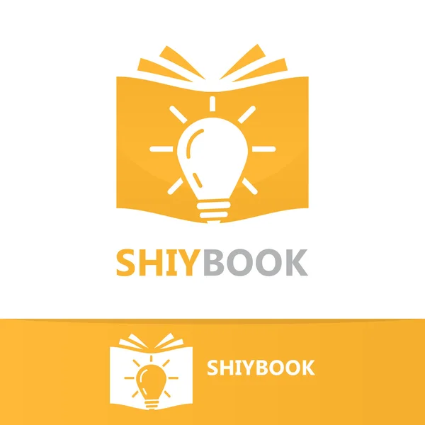 Συνδυασμός λογότυπο φορέα ένα βιβλίο και λάμπα φωτός — Διανυσματικό Αρχείο