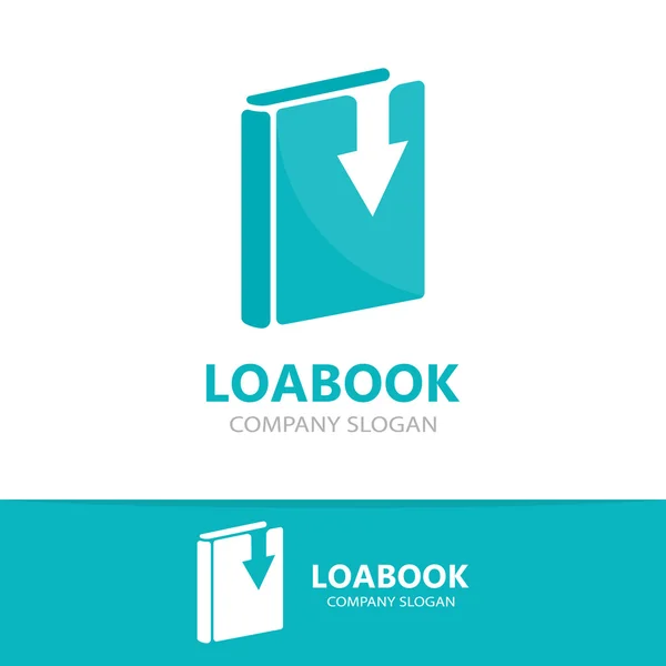 Kitap vektör ve aşağı ok logo kavramı — Stok Vektör