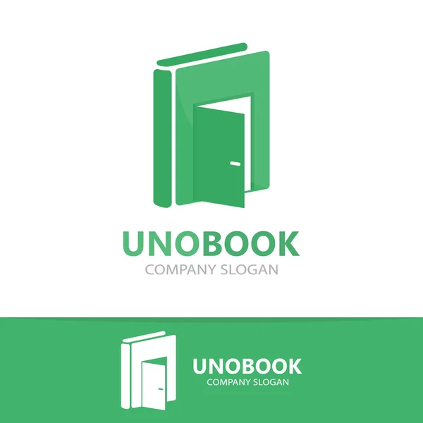 本とドアのベクトルのロゴの組み合わせ — ストックベクタ