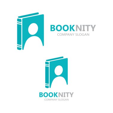 Vektör logo kombinasyonu bir kitap ve adam