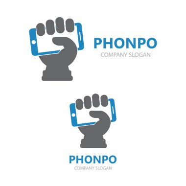 Vektör el telefon logo tasarım şablonu ile.