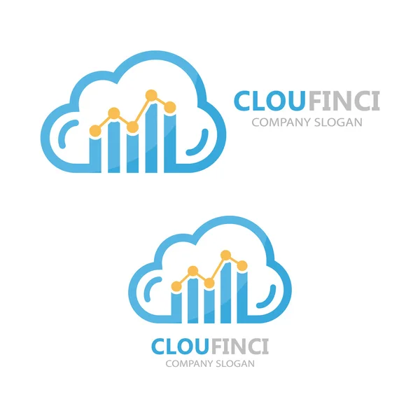 Combinación del logotipo vectorial de una nube y un gráfico financiero — Archivo Imágenes Vectoriales