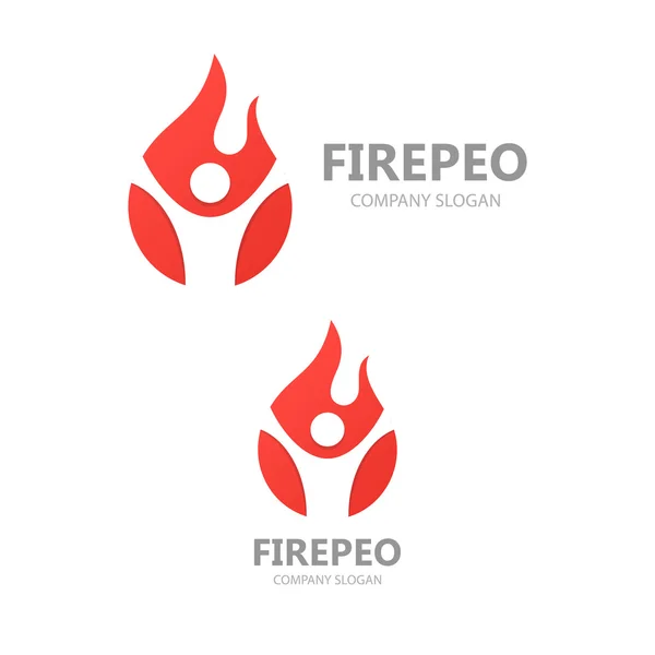 Vector logo-combinatie van een man en brand. — Stockvector