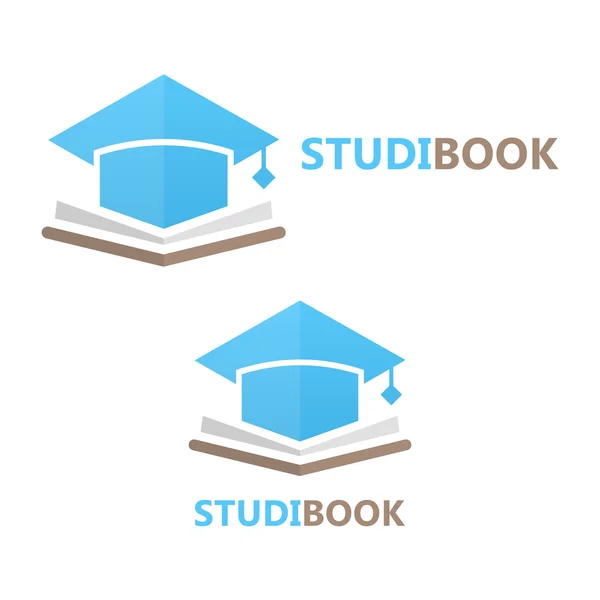 Libro vettoriale e studente cap logo concept — Vettoriale Stock