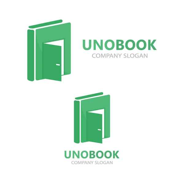 本とドアのベクトルのロゴの組み合わせ — ストックベクタ