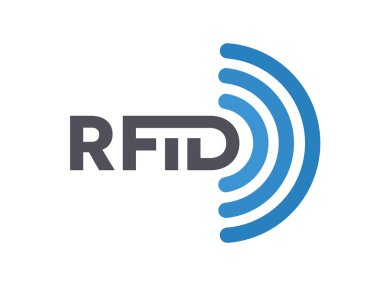 Vektör RFID etiketi simgesi veya logosu. Radyo frekans kimlik sembolü