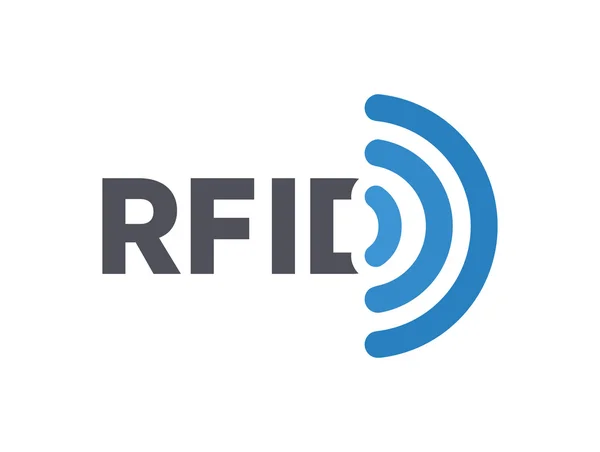 Logo de etiqueta RFID vectorial. Símbolo o icono de identificación por radiofrecuencia — Archivo Imágenes Vectoriales