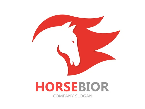 Vector horse with fire logo design template. — Stock Vector